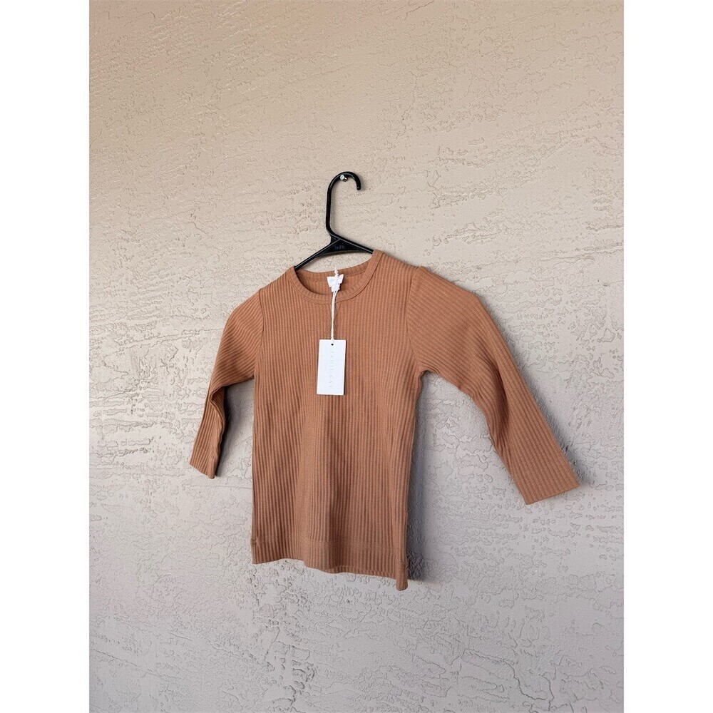 Jamie Kay Girls Long Sleeve Crew Neck Ribbed Knit Top Brown Size 4Y - Picture 2 of 5